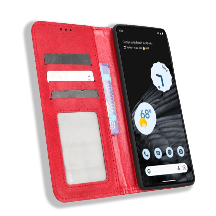 For Google Pixel 7 Pro 5G Magnetic Buckle Retro Texture Leather Phone Case