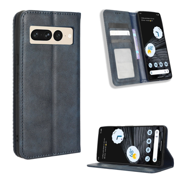 For Google Pixel 7 Pro 5G Magnetic Buckle Retro Texture Leather Phone Case