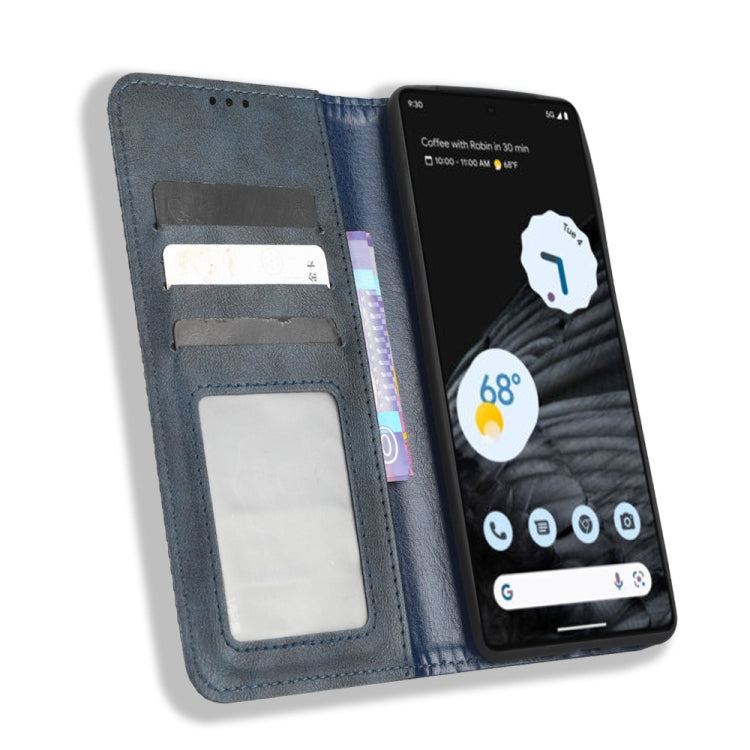 For Google Pixel 7 Pro 5G Magnetic Buckle Retro Texture Leather Phone Case