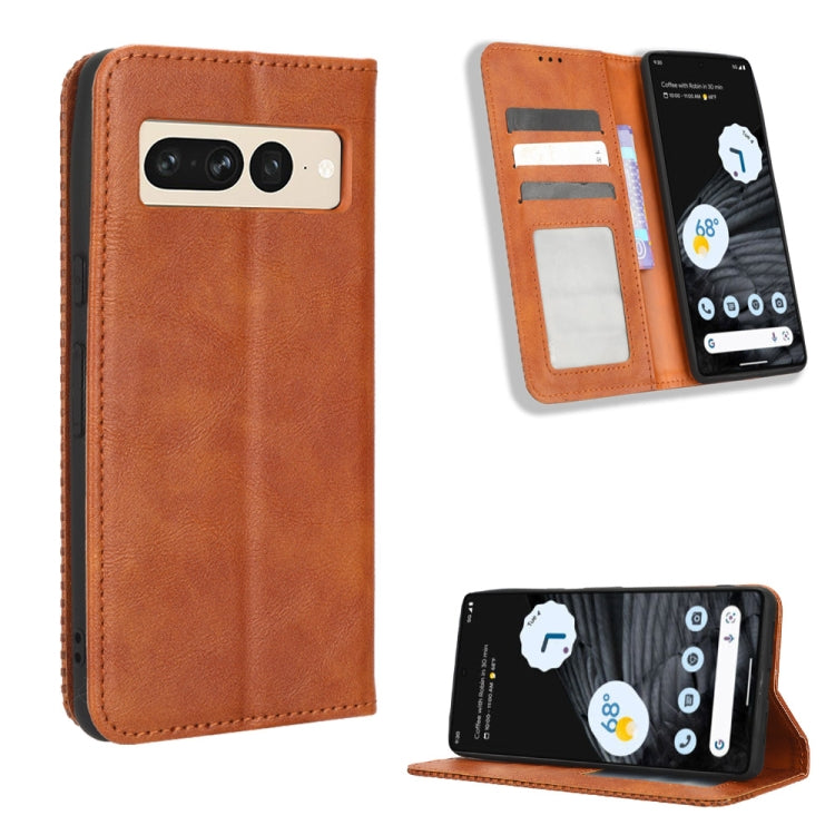 For Google Pixel 7 Pro 5G Magnetic Buckle Retro Texture Leather Phone Case