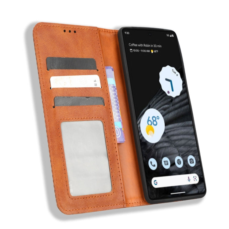 For Google Pixel 7 Pro 5G Magnetic Buckle Retro Texture Leather Phone Case