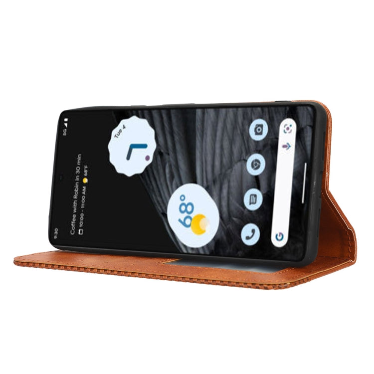 For Google Pixel 7 Pro 5G Magnetic Buckle Retro Texture Leather Phone Case