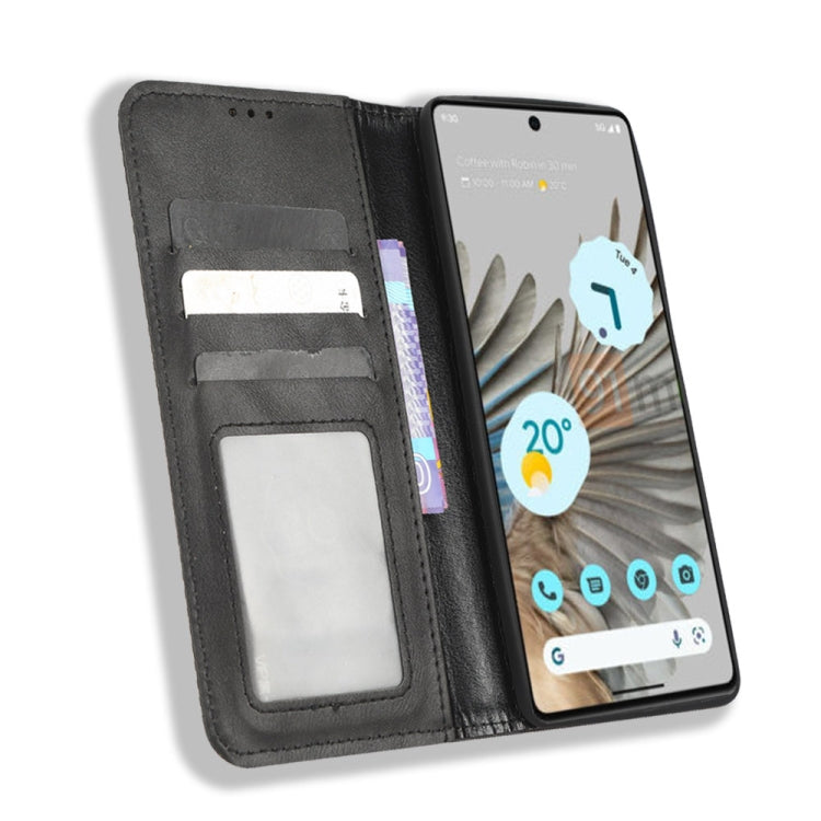 For Google Pixel 7 5G Magnetic Buckle Retro Texture Leather Phone Case