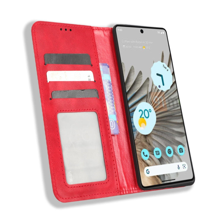 For Google Pixel 7 5G Magnetic Buckle Retro Texture Leather Phone Case