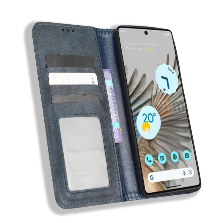 For Google Pixel 7 5G Magnetic Buckle Retro Texture Leather Phone Case