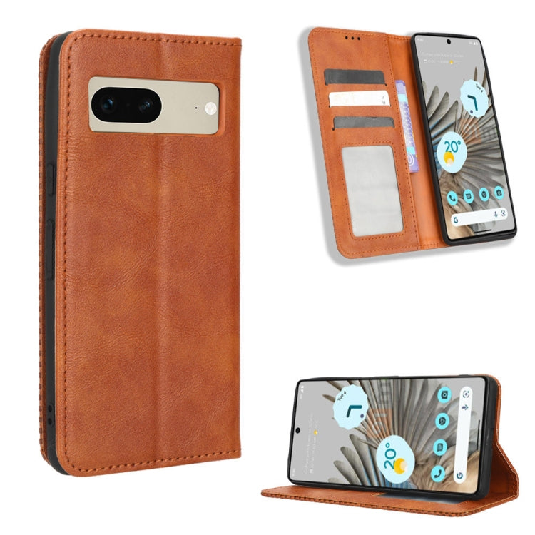 For Google Pixel 7 5G Magnetic Buckle Retro Texture Leather Phone Case