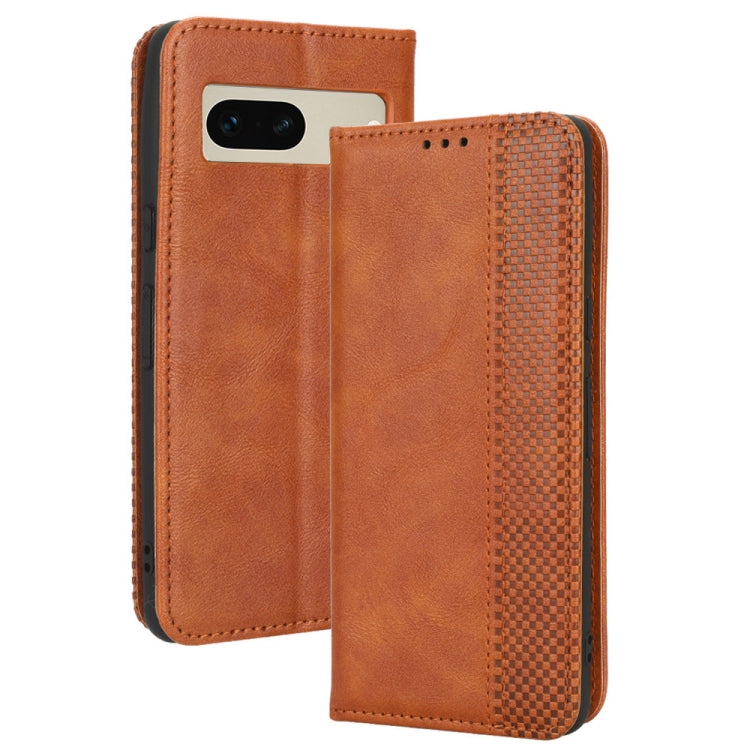 For Google Pixel 7 5G Magnetic Buckle Retro Texture Leather Phone Case