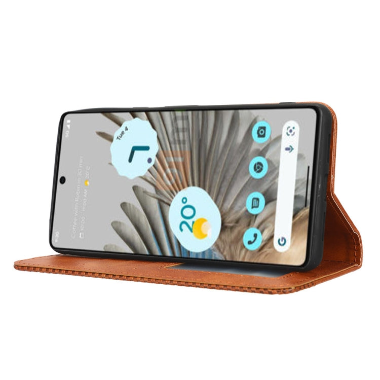 For Google Pixel 7 5G Magnetic Buckle Retro Texture Leather Phone Case