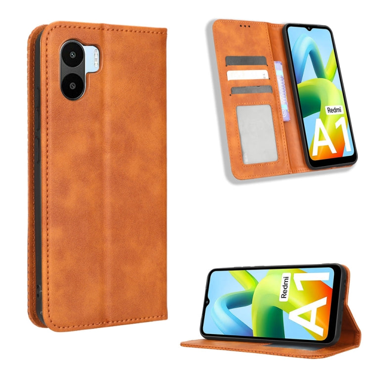 For Xiaomi Redmi A1 Magnetic Buckle Retro Texture Leather Phone Case