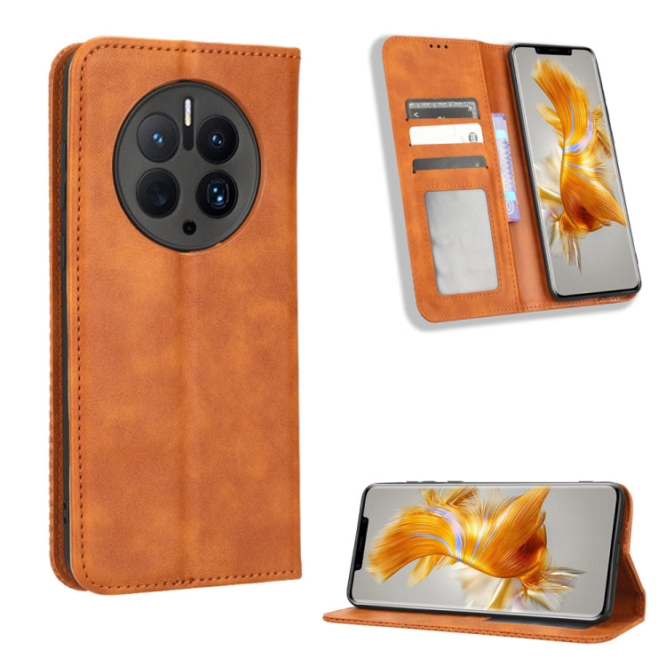 For Huawei Mate 50 Pro Magnetic Buckle Retro Texture Leather Phone Case
