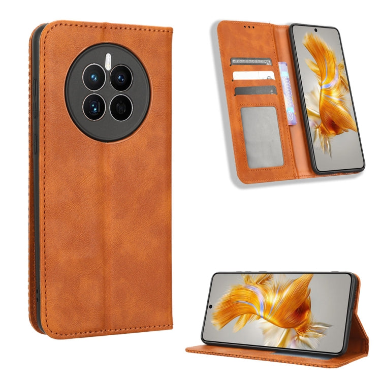 For Huawei Mate 50 Magnetic Buckle Retro Texture Leather Phone Case