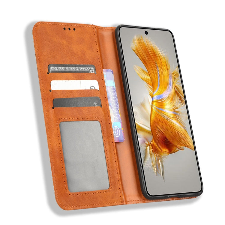 For Huawei Mate 50 Magnetic Buckle Retro Texture Leather Phone Case