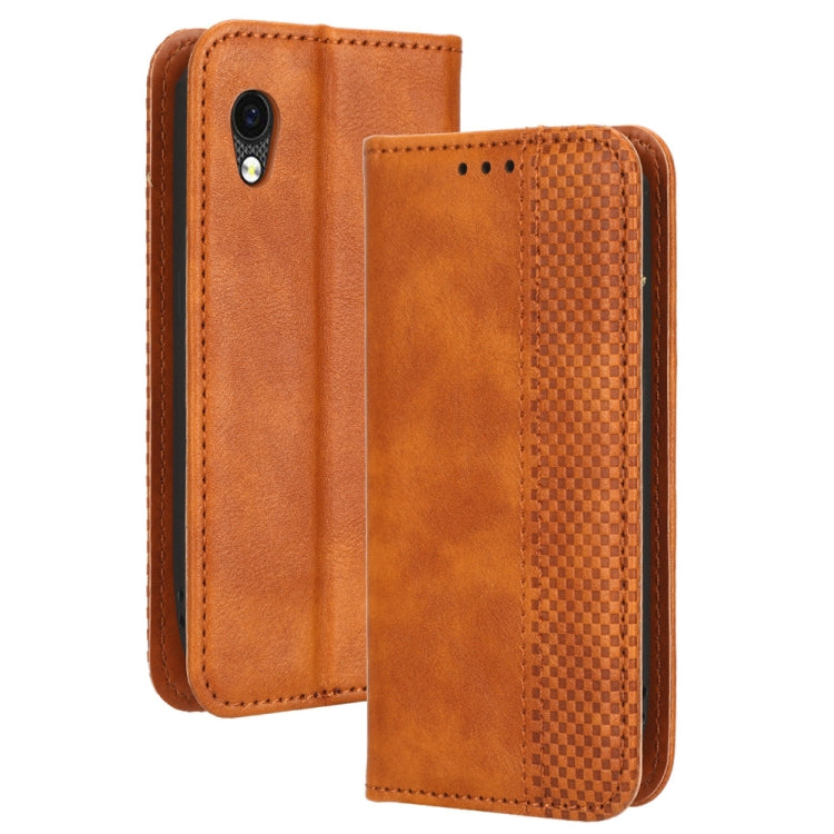 For Cubot Pocket / P50 Magnetic Buckle Retro Texture Leather Phone Case