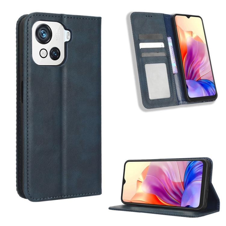 For Blackview OSCAL C80 Magnetic Buckle Retro Texture Leather Phone Case