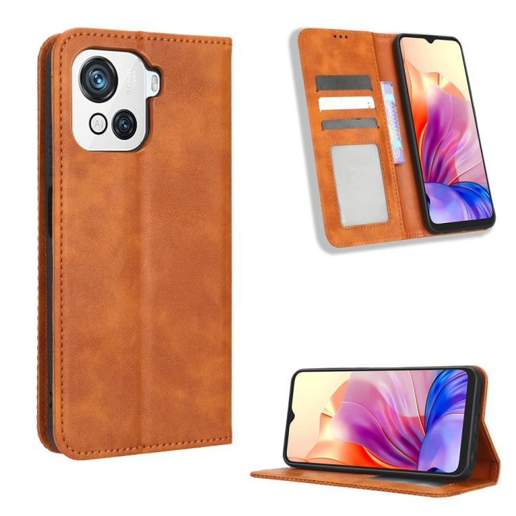 For Blackview OSCAL C80 Magnetic Buckle Retro Texture Leather Phone Case