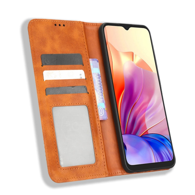 For Blackview OSCAL C80 Magnetic Buckle Retro Texture Leather Phone Case