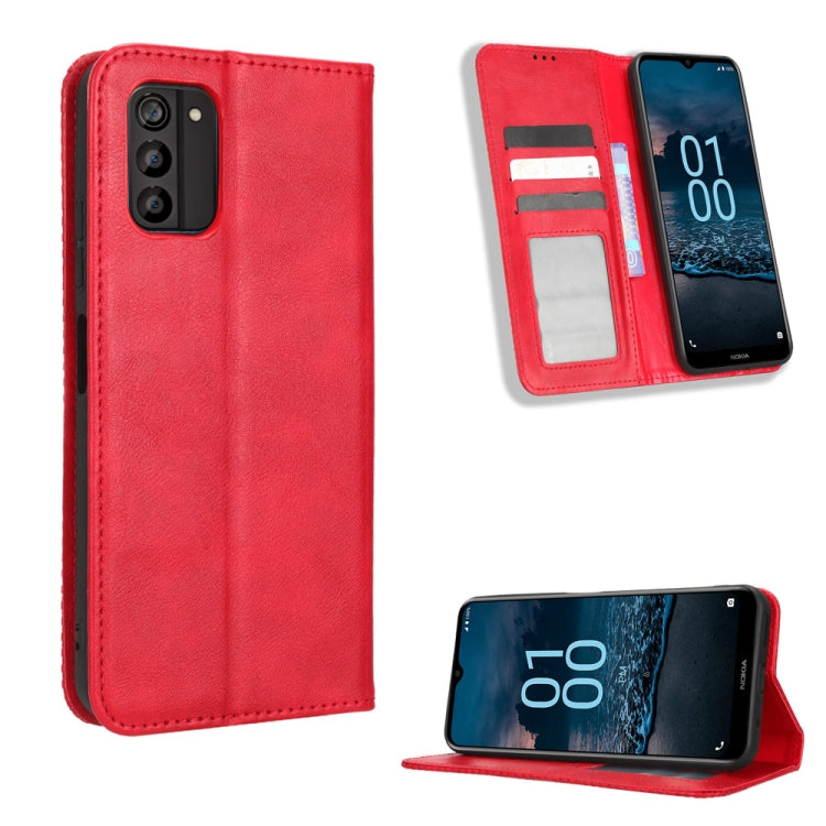 For Nokia G100 Magnetic Buckle Retro Texture Leather Phone Case