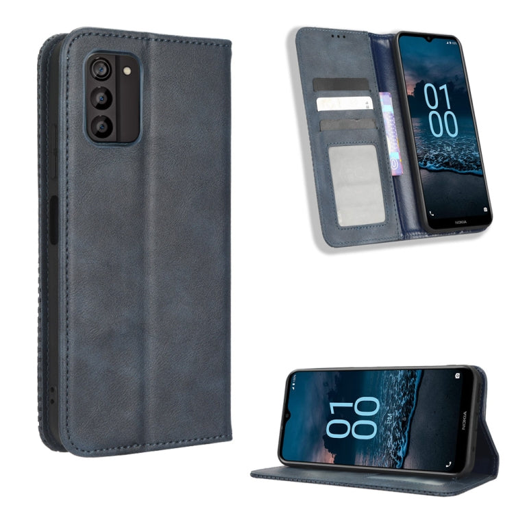 For Nokia G100 Magnetic Buckle Retro Texture Leather Phone Case