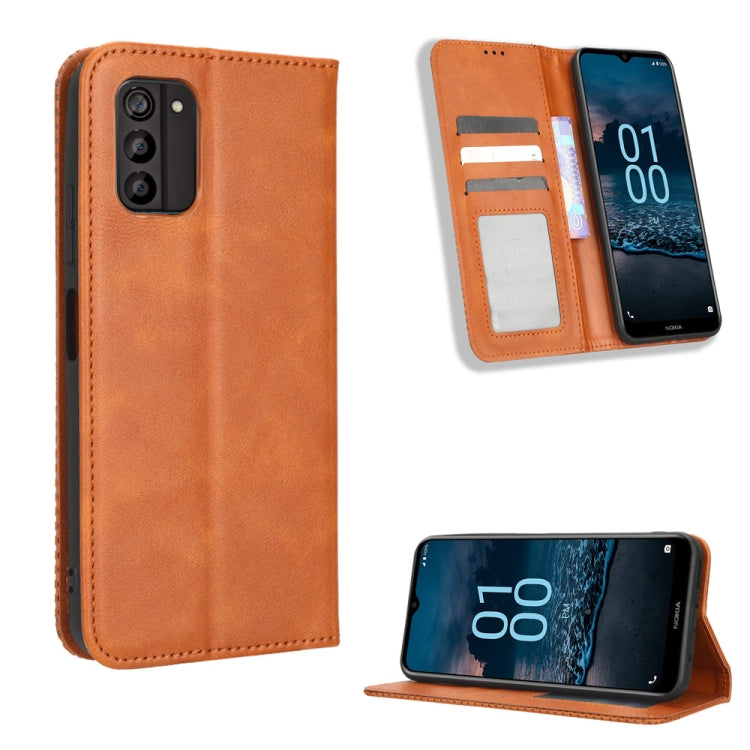 For Nokia G100 Magnetic Buckle Retro Texture Leather Phone Case