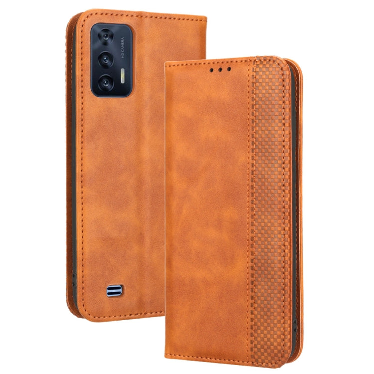 For Oukitel C31 Magnetic Buckle Retro Texture Leather Phone Case
