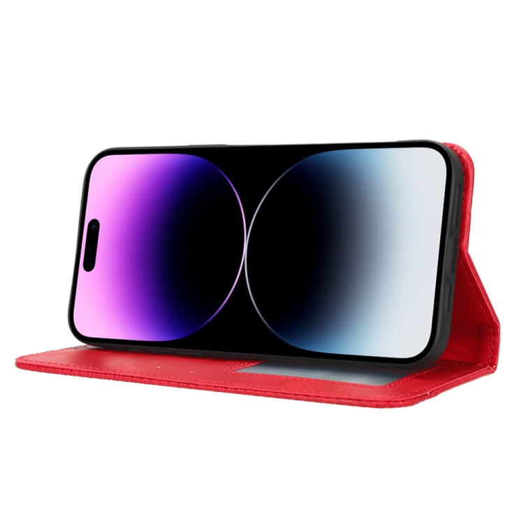 For iPhone 14 Pro Magnetic Buckle Retro Texture Leather Phone Case