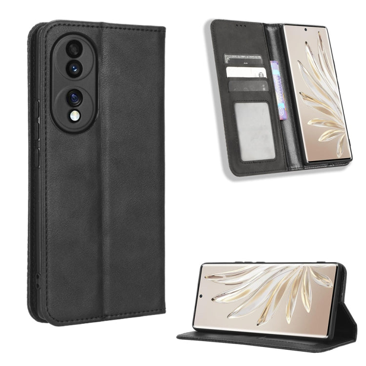 For Honor 70 5G Magnetic Buckle Retro Texture Leather Phone Case