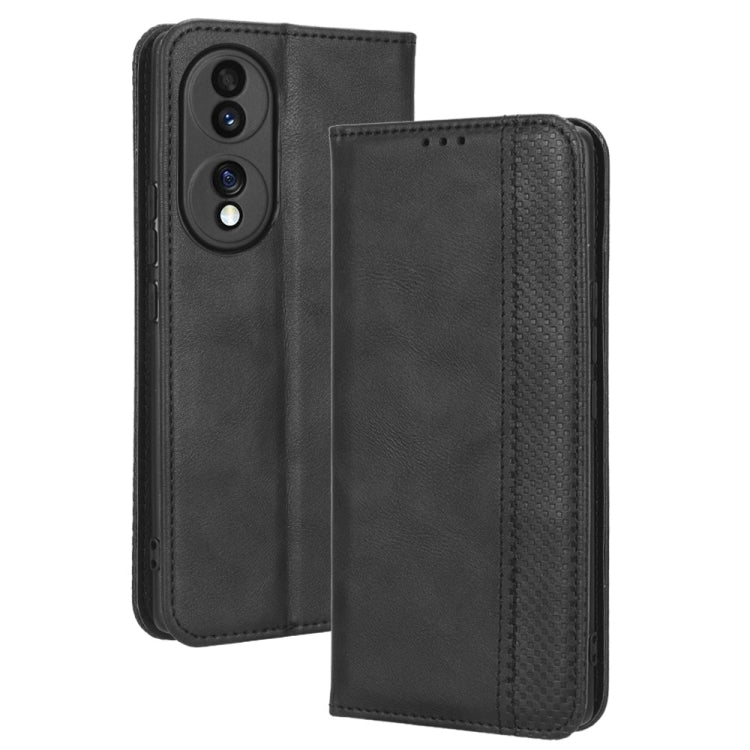 For Honor 70 5G Magnetic Buckle Retro Texture Leather Phone Case