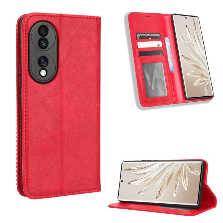 For Honor 70 5G Magnetic Buckle Retro Texture Leather Phone Case