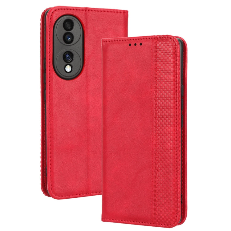 For Honor 70 5G Magnetic Buckle Retro Texture Leather Phone Case