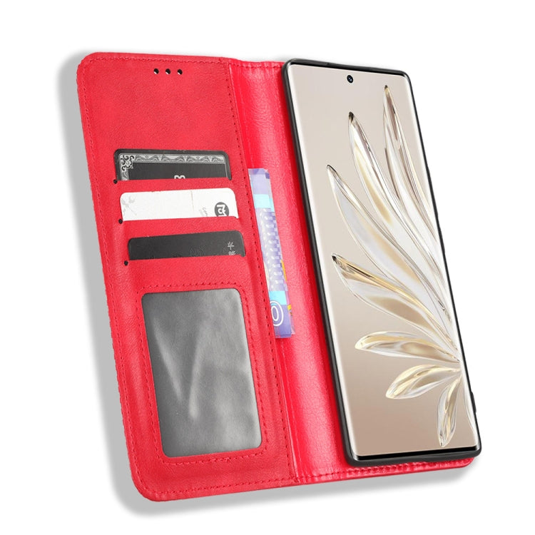 For Honor 70 5G Magnetic Buckle Retro Texture Leather Phone Case