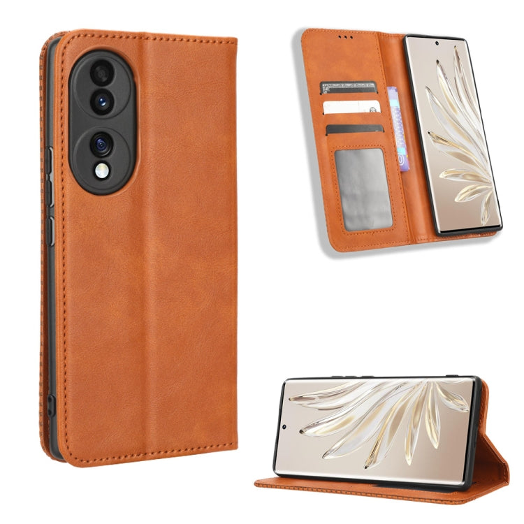 For Honor 70 5G Magnetic Buckle Retro Texture Leather Phone Case