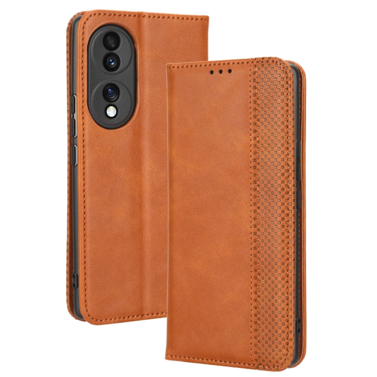 For Honor 70 5G Magnetic Buckle Retro Texture Leather Phone Case