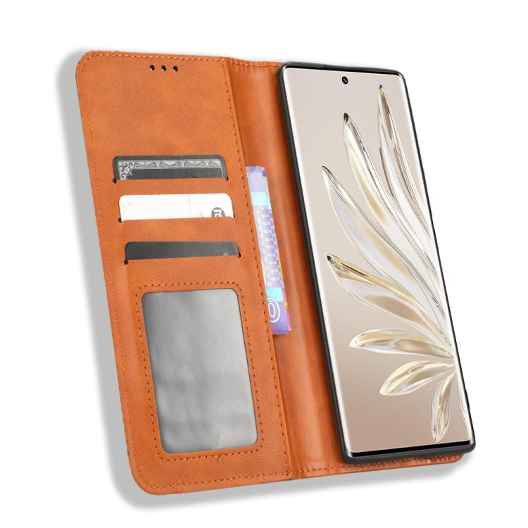 For Honor 70 5G Magnetic Buckle Retro Texture Leather Phone Case