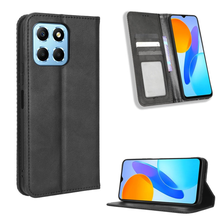 For Honor X8 5G Magnetic Buckle Retro Texture Leather Phone Case
