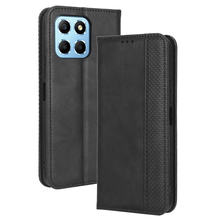 For Honor X8 5G Magnetic Buckle Retro Texture Leather Phone Case