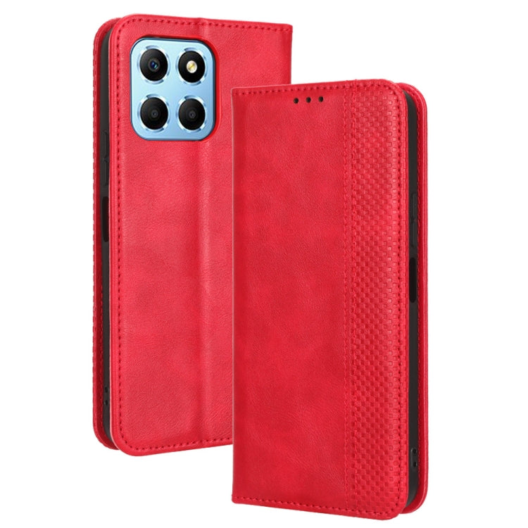 For Honor X8 5G Magnetic Buckle Retro Texture Leather Phone Case