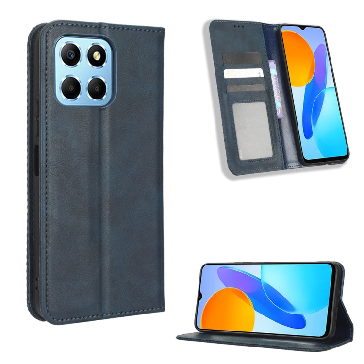 For Honor X8 5G Magnetic Buckle Retro Texture Leather Phone Case