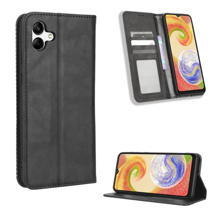 For Samsung Galaxy A04 Magnetic Buckle Retro Texture Leather Phone Case