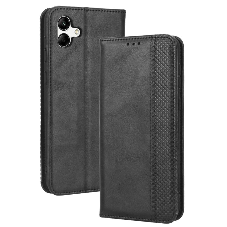 For Samsung Galaxy A04 Magnetic Buckle Retro Texture Leather Phone Case