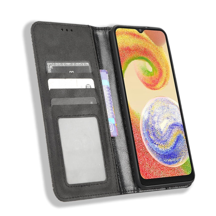 For Samsung Galaxy A04 Magnetic Buckle Retro Texture Leather Phone Case