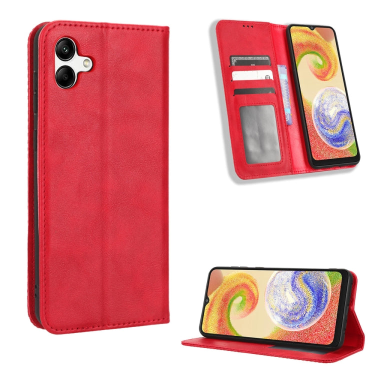 For Samsung Galaxy A04 Magnetic Buckle Retro Texture Leather Phone Case
