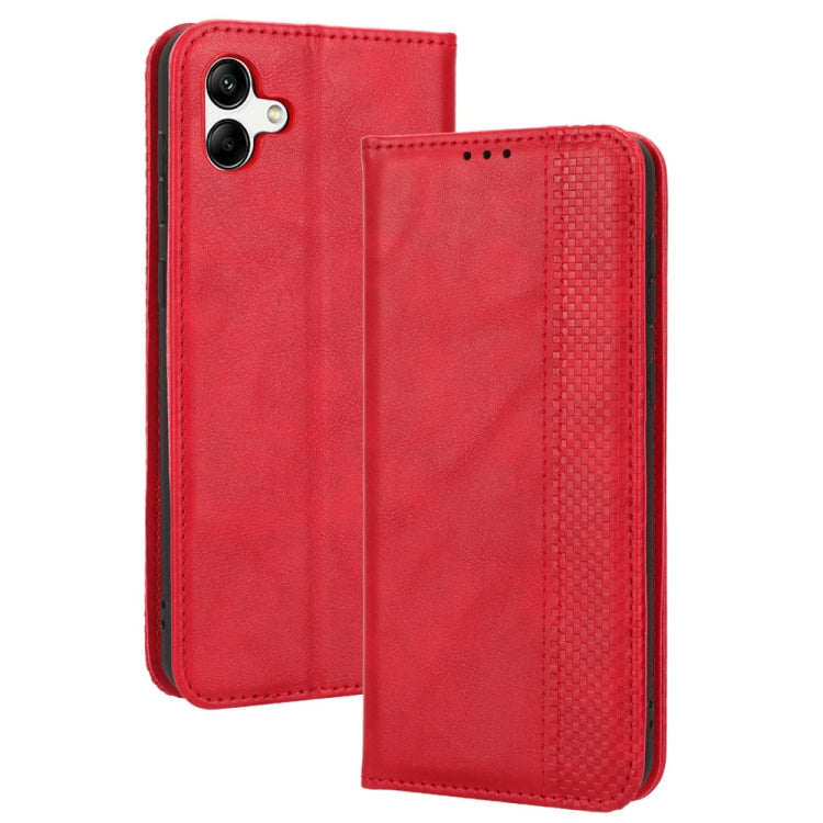 For Samsung Galaxy A04 Magnetic Buckle Retro Texture Leather Phone Case
