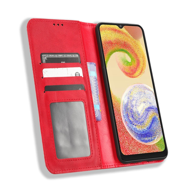 For Samsung Galaxy A04 Magnetic Buckle Retro Texture Leather Phone Case