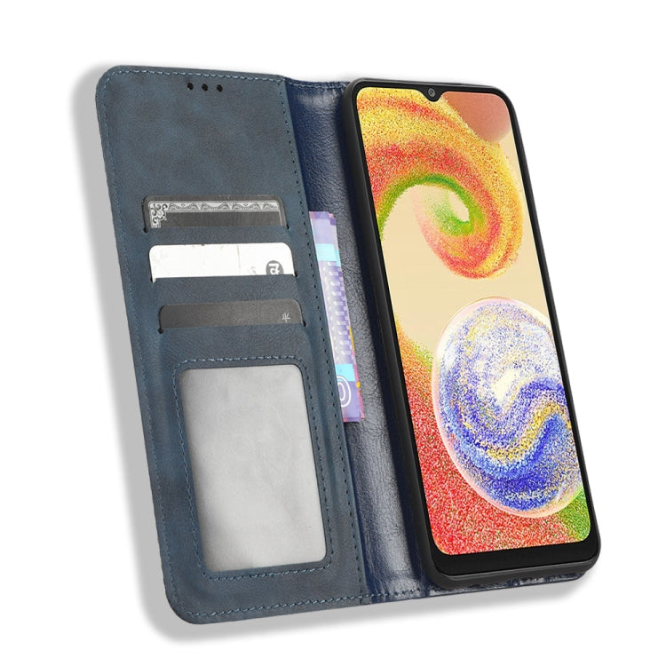 For Samsung Galaxy A04 Magnetic Buckle Retro Texture Leather Phone Case