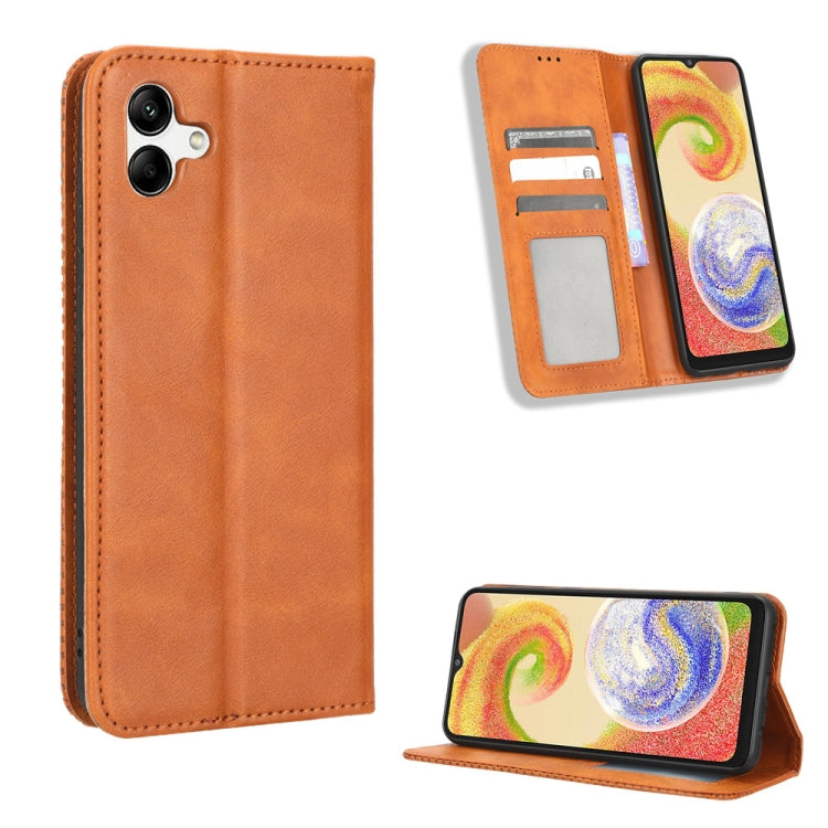 For Samsung Galaxy A04 Magnetic Buckle Retro Texture Leather Phone Case
