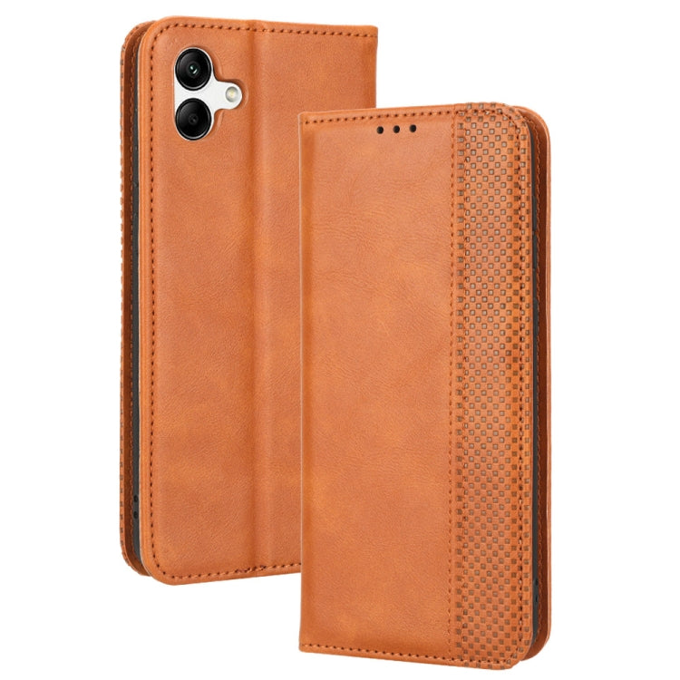 For Samsung Galaxy A04 Magnetic Buckle Retro Texture Leather Phone Case