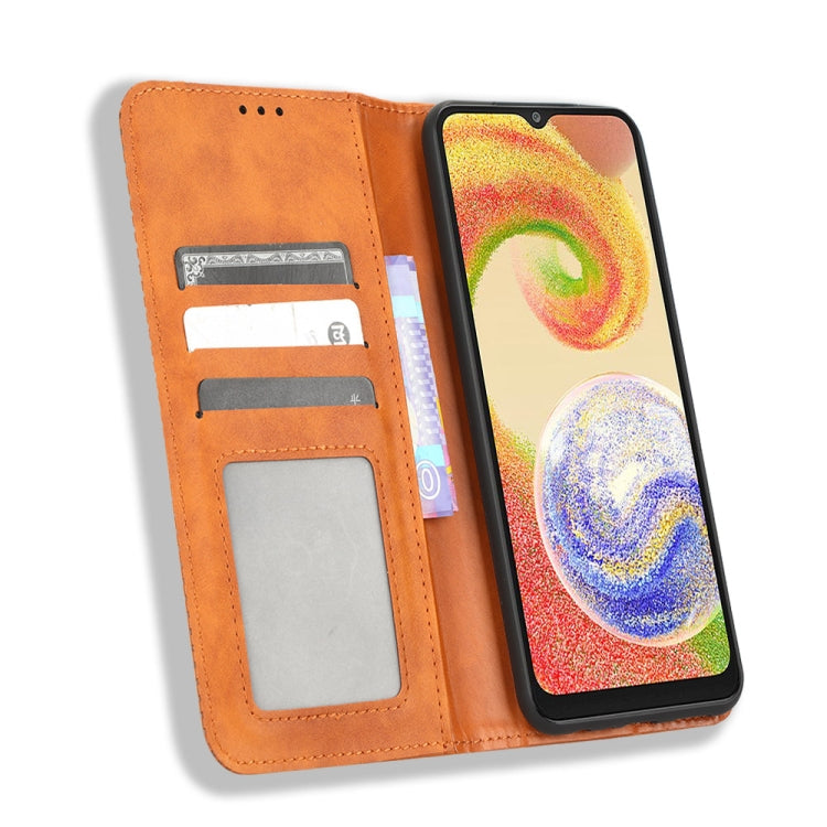 For Samsung Galaxy A04 Magnetic Buckle Retro Texture Leather Phone Case