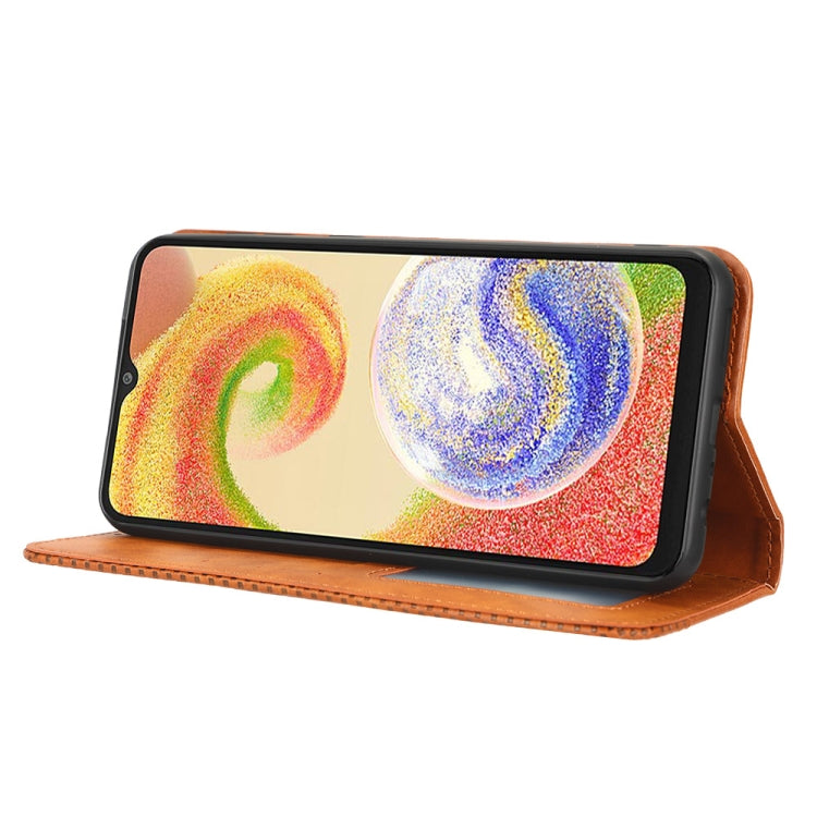 For Samsung Galaxy A04 Magnetic Buckle Retro Texture Leather Phone Case