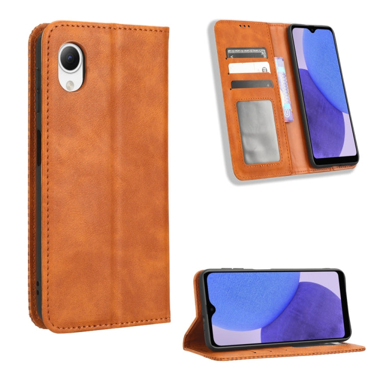 For Samsung Galaxy A23e / A23s / A23 5G JP Magnetic Buckle Retro Texture Leather Phone Case