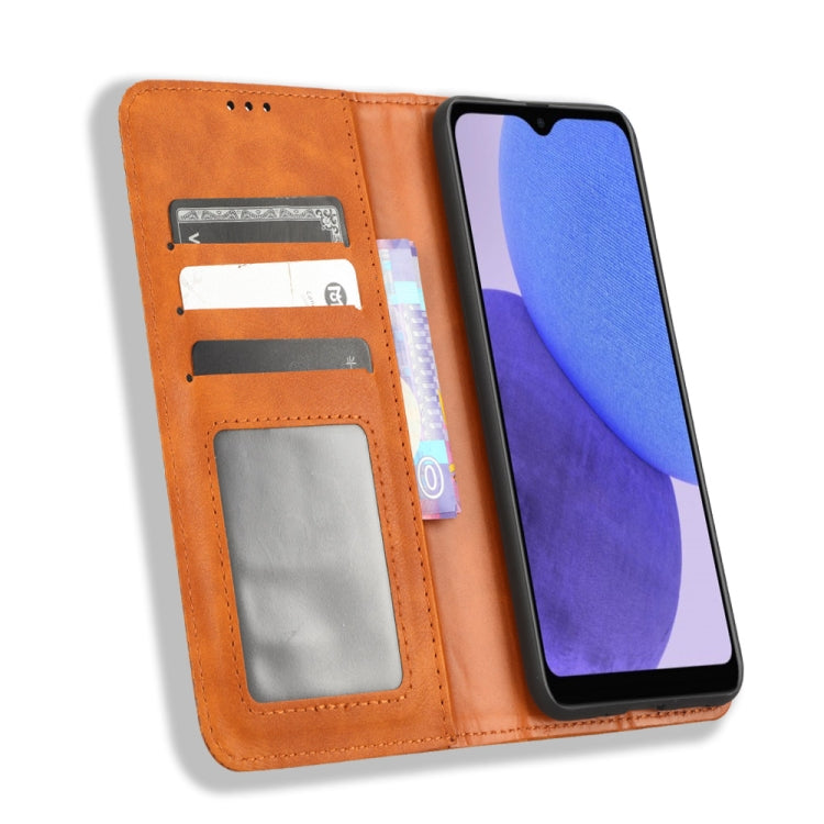 For Samsung Galaxy A23e / A23s / A23 5G JP Magnetic Buckle Retro Texture Leather Phone Case